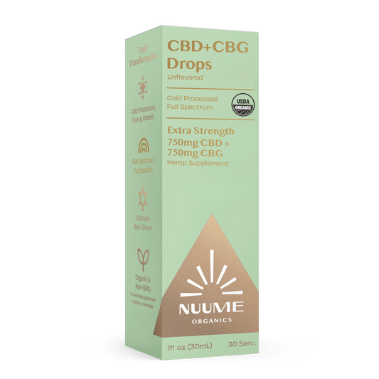 Organic CBG+CBD Drops Unflavored - Extra Strength 750mg+750mg - Full Spectrum