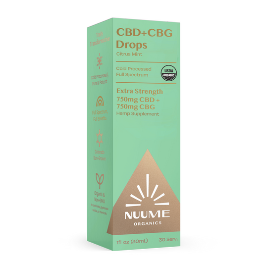 Organic CBG+CBD Drops Citrus Mint - Extra Strength 750mg+750mg - Full Spectrum