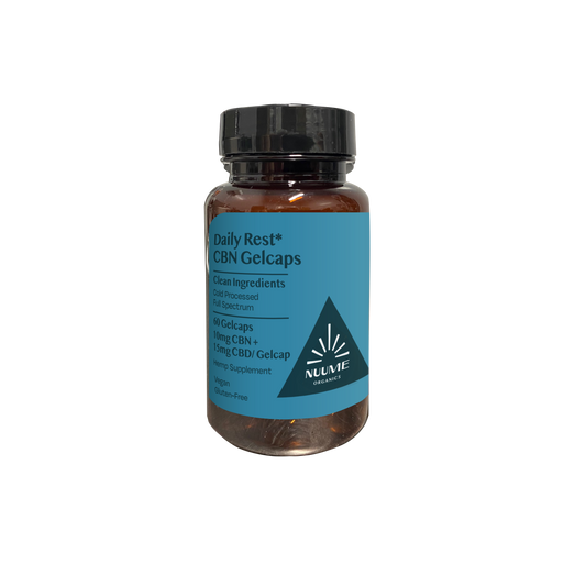 CBN+CBD Daily Rest* Gelcaps - 60ct bottle 10mg+15mg (1500mg/bottle) - Full Spectrum